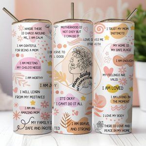 Mom Affirmations Pinks 20 oz. Skinny Tumbler
